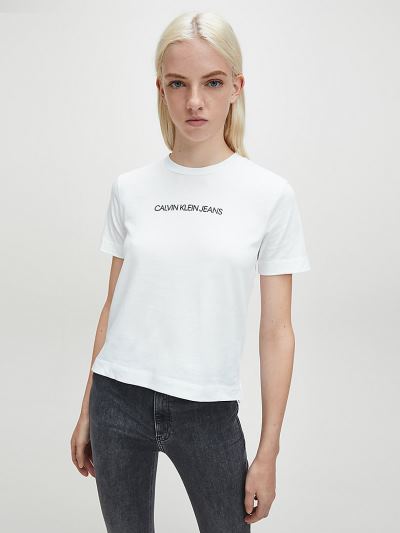 Calvin Klein Ruhák HU047432 | Calvin Klein Straight Organic Cotton Női Póló Világos Fehér